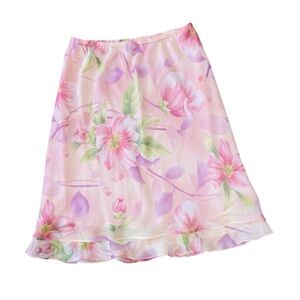 VINTAGE Floral Ruffled Midi Skirt